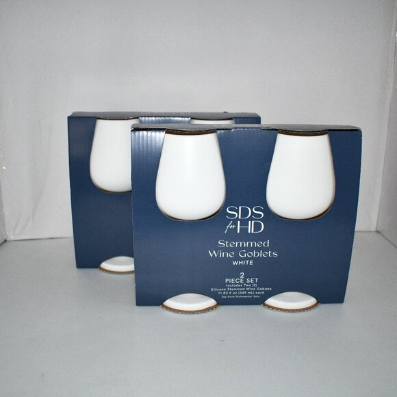 SDS for HD Designs Silicone Stemmed Goblets Set of 4 in White NWT - Picture 1 of 4